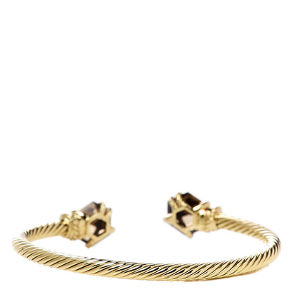 David Yurman 18K Yellow Gold Champagne Citrine Diamond 4mm Cable Wrap Bracelet 3 of 5