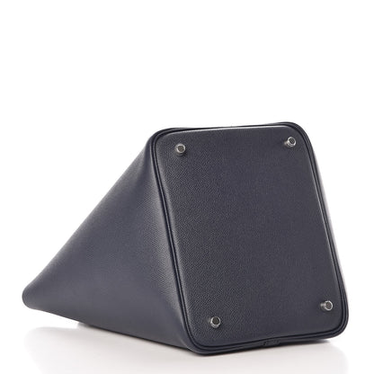 Hermes Epsom Tressage De Cuir Picotin Lock 22 MM Bleu Indigo Black Terre Battue 4 of 8