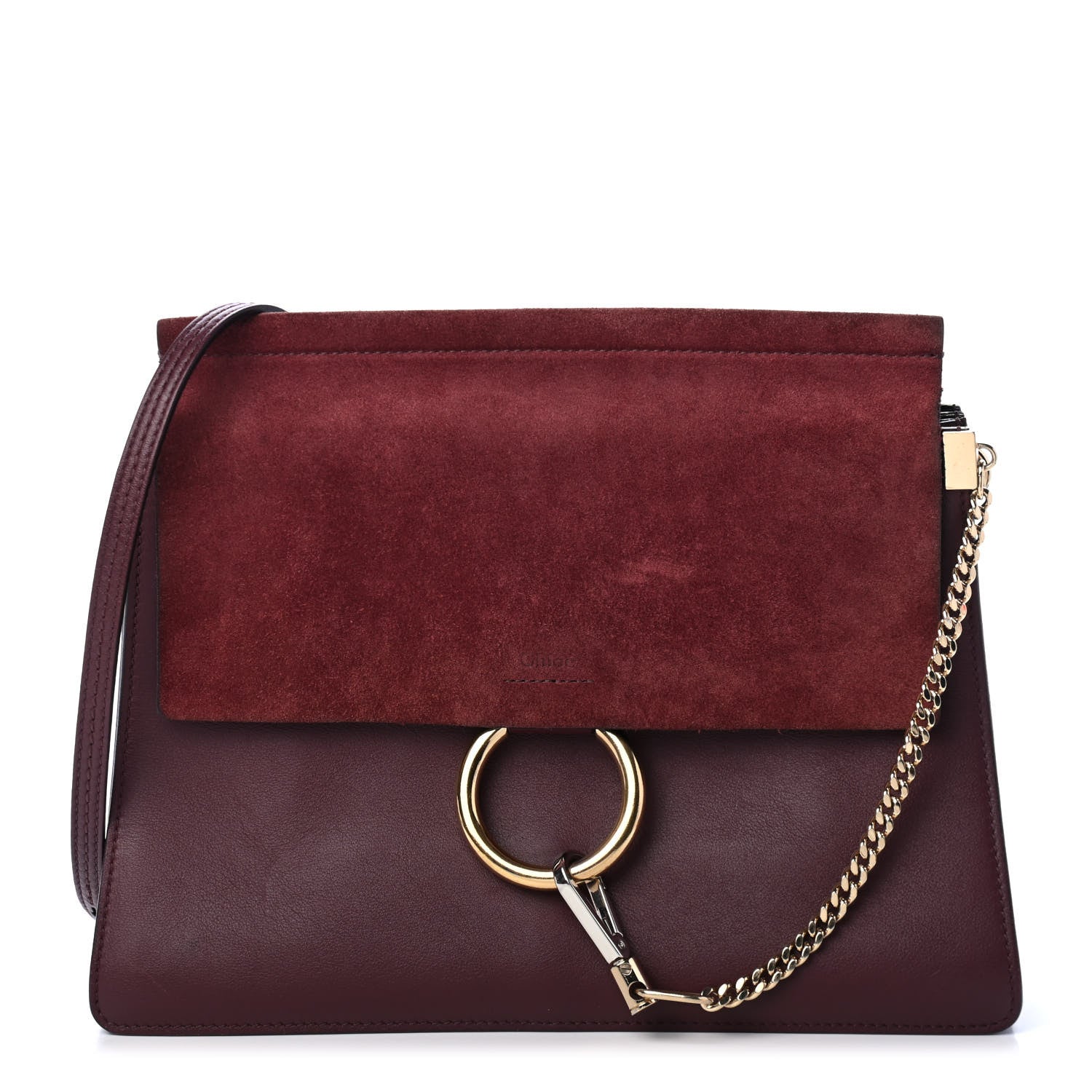 Chloe Calfskin Suede Medium Faye Shoulder Bag Plum Purple 1 of 4