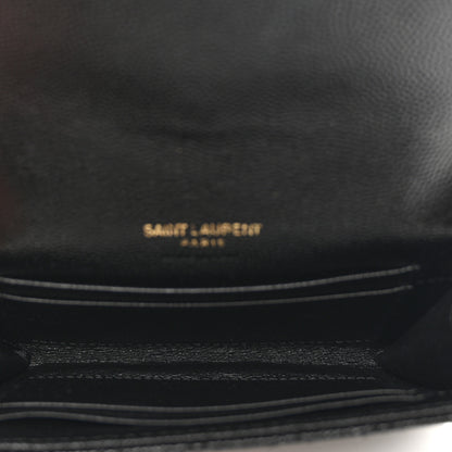Saint Laurent Grain De Poudre Textured Mixed Matelasse Triquilt Small Monogram Envelope Wallet Black 5 of 6