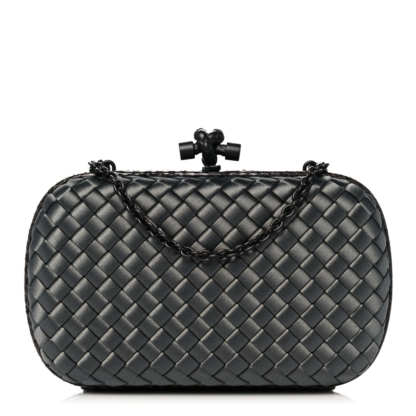 Satin Intreccio Impero Ayers Knot Clutch Grey