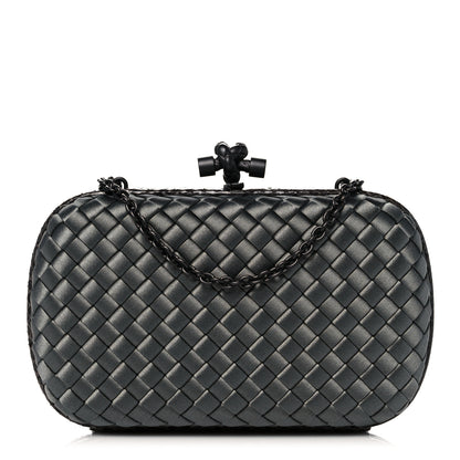 Bottega Veneta Satin Intreccio Impero Ayers Knot Clutch Grey 1 of 9