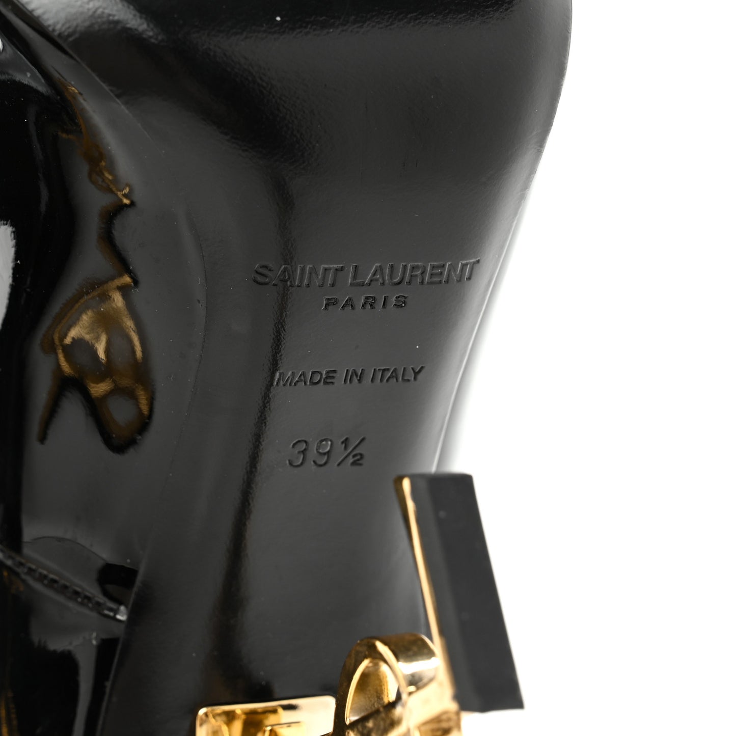 Patent Calfskin Opyum Pumps 39.5 Black Gold