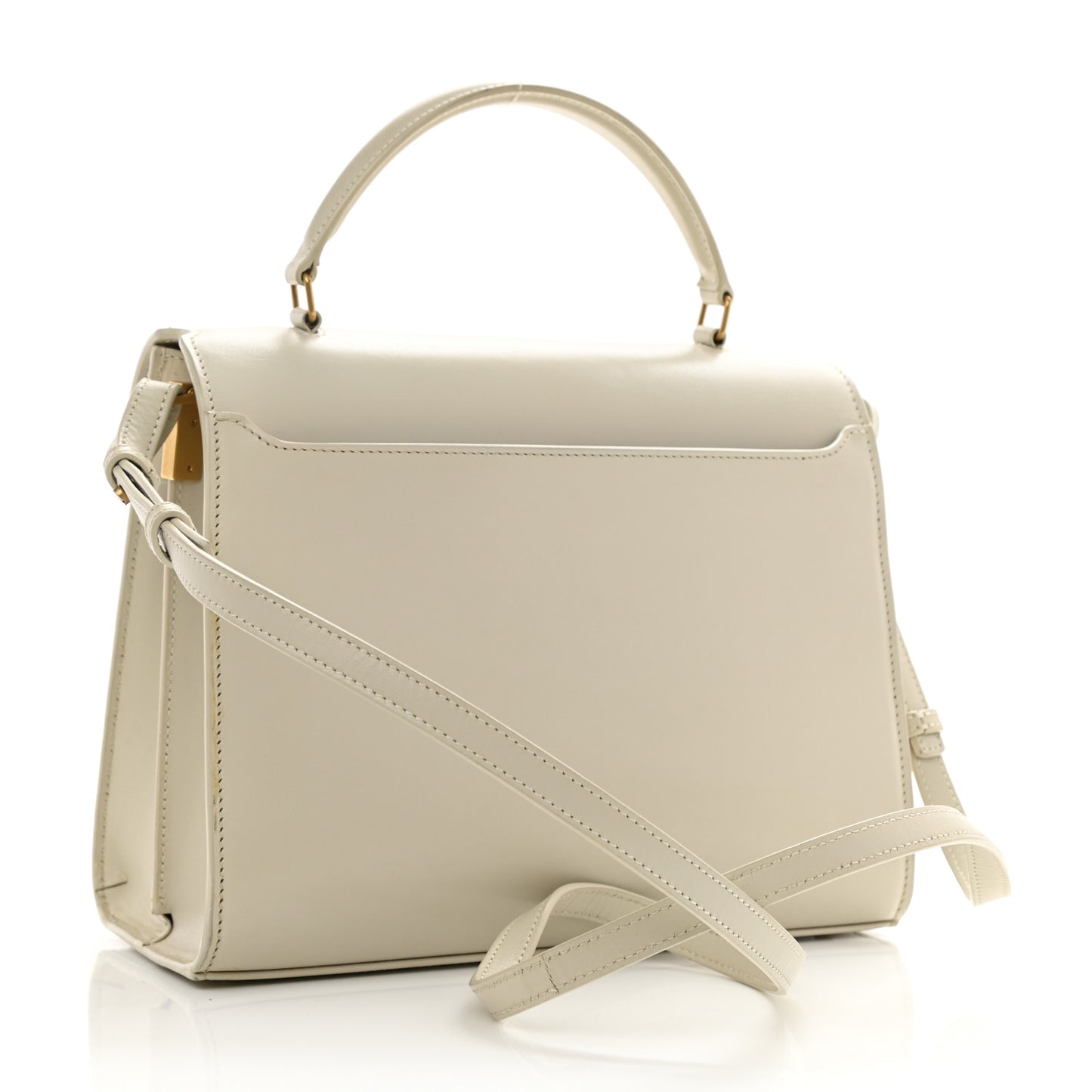 Smooth Calfskin Medium Classic Monogram Cassandra Top Handle Crema Soft Rouge Legion