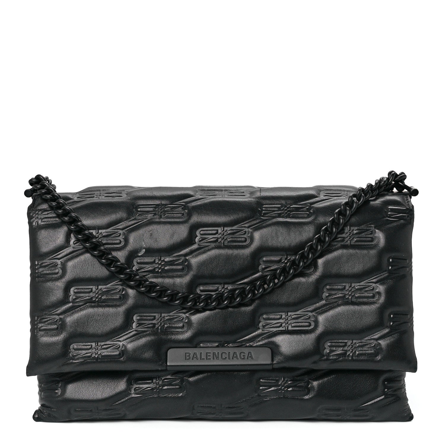 Balenciaga Nappa BB Monogram Embossed Medium Triplet Bag Black 1 of 12