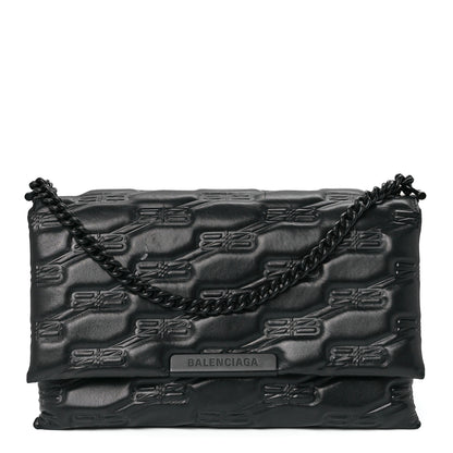 Balenciaga Nappa BB Monogram Embossed Medium Triplet Bag Black 1 of 12