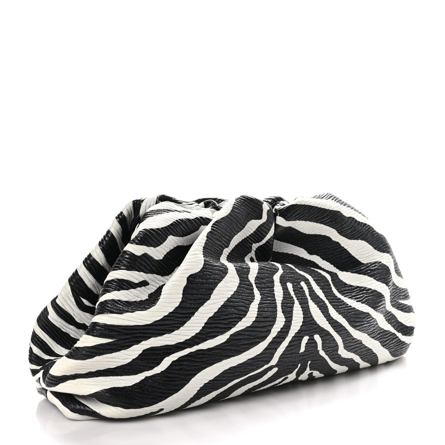 Bottega Veneta Nappa Zebra Print The Pouch Oversized Clutch White Black 3 of 10