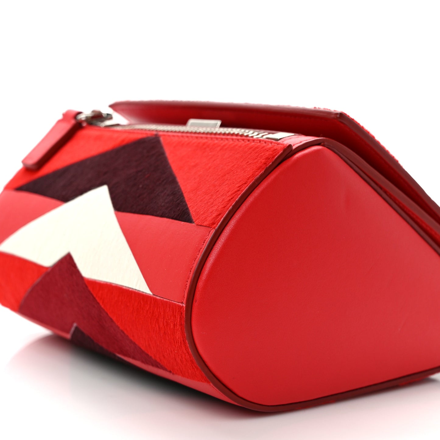 Cow Hair Calfskin Mini Pandora Box Crossbody Bag Red Multicolor