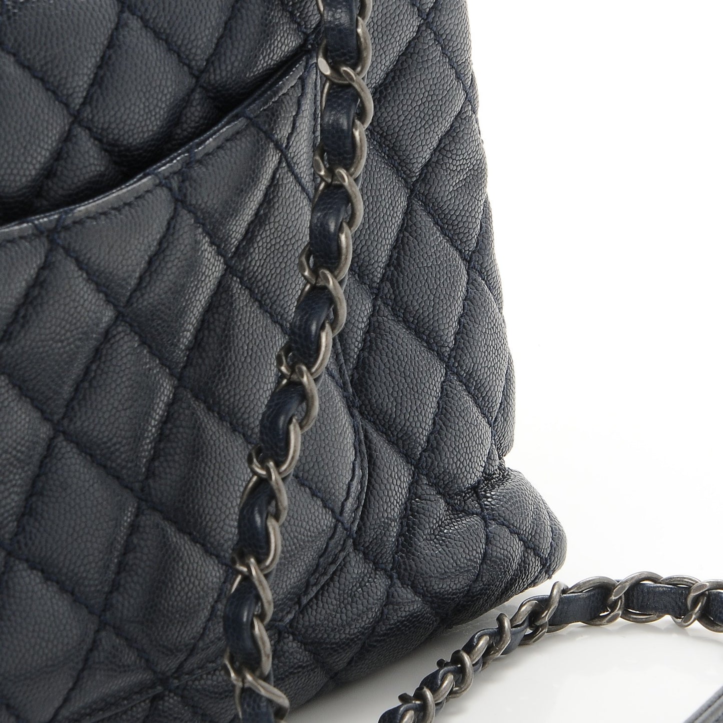 Caviar Quilted Small Coco Handle Flap Navy