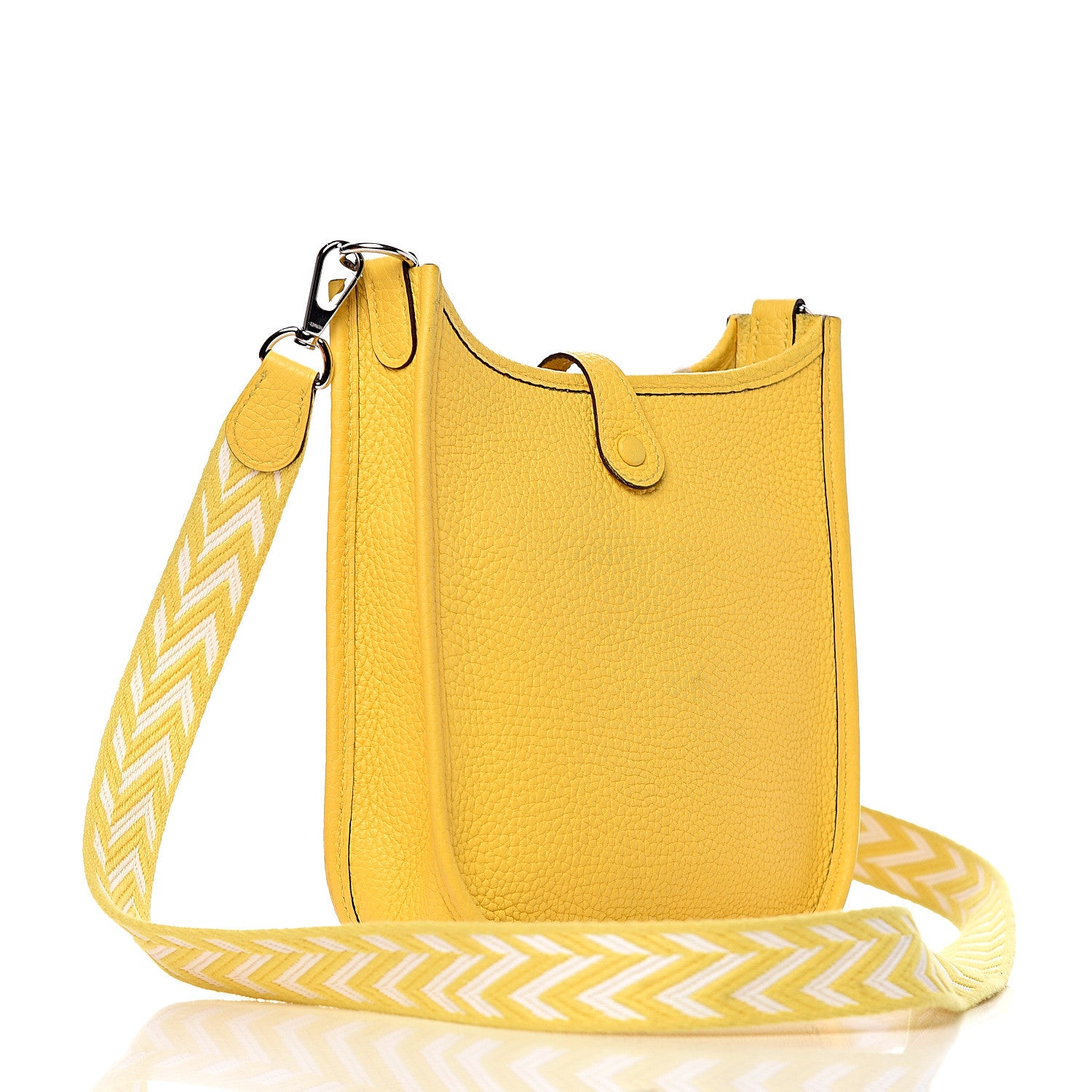 Hermes Taurillon Clemence Amazone Evelyne TPM Jaune De Naples White 3 of 11