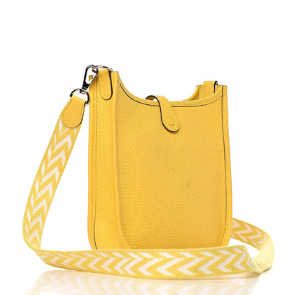 Hermes Taurillon Clemence Amazone Evelyne TPM Jaune De Naples White 3 of 11