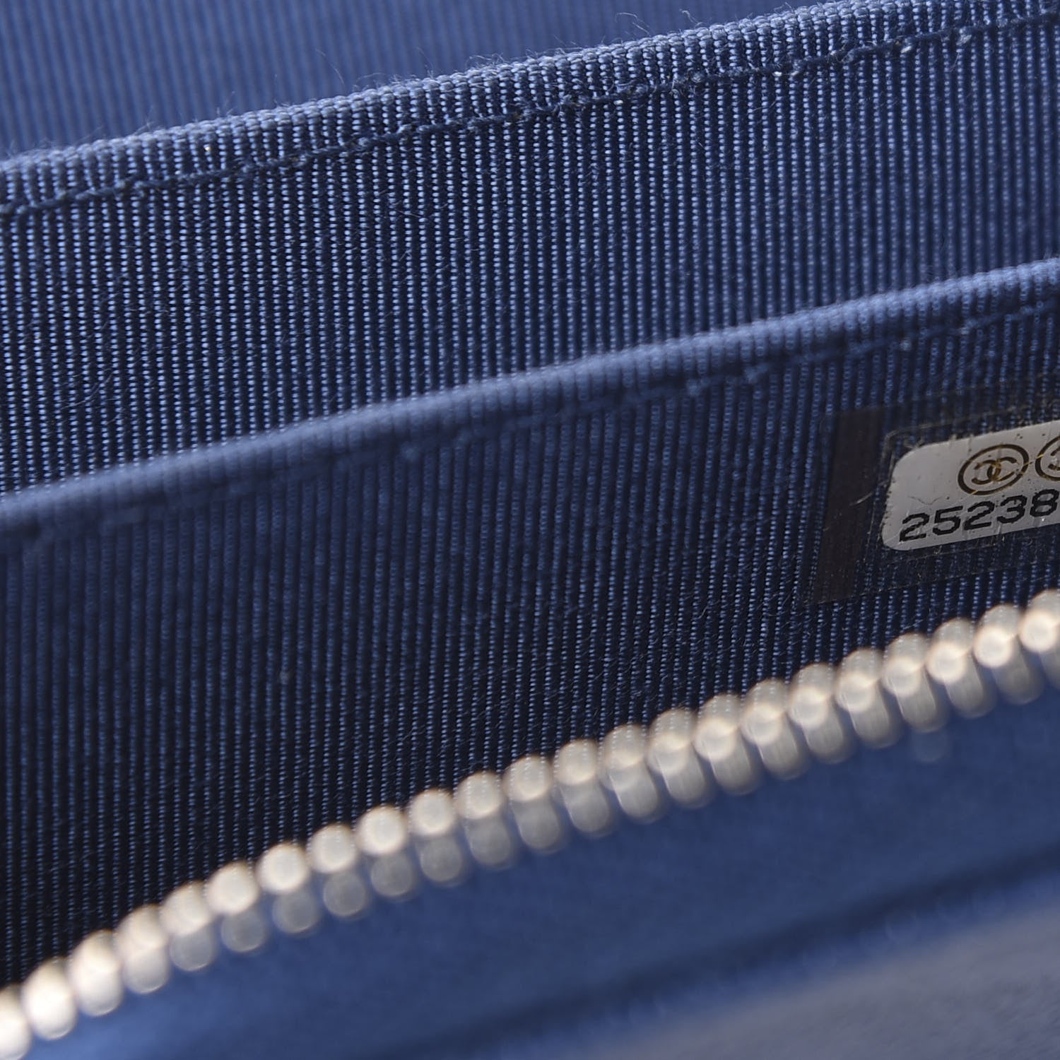 Chanel Caviar Chevron Quilted Zip Coin Purse Blue 7 of 8