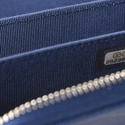 Chanel Caviar Chevron Quilted Zip Coin Purse Blue 7 of 8