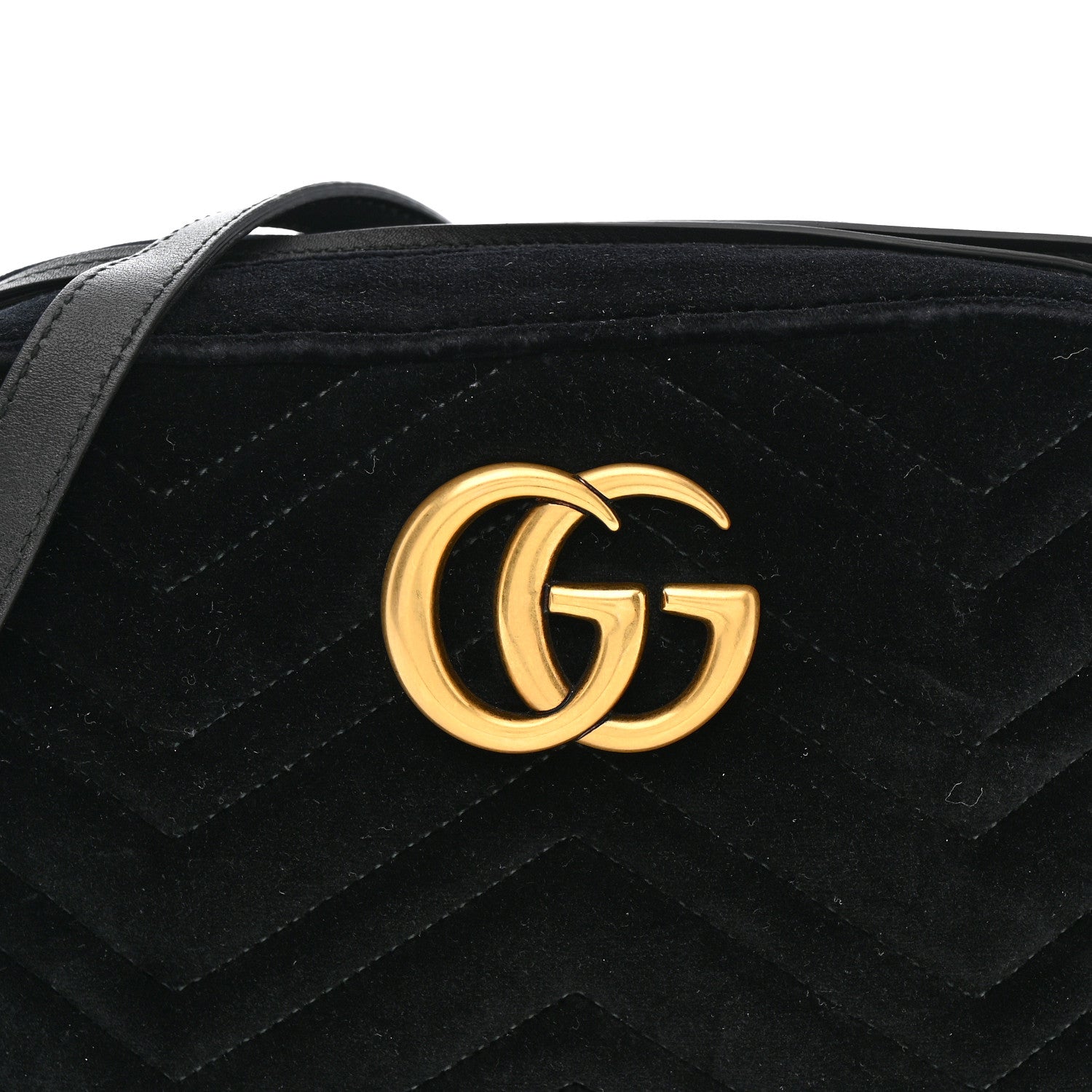Gucci Velvet Matelasse Small GG Marmont Chain Shoulder Bag Black 9 of 11