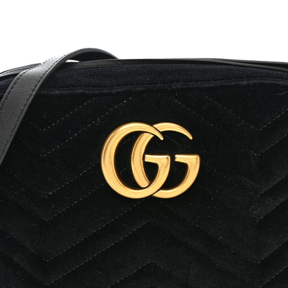 Gucci Velvet Matelasse Small GG Marmont Chain Shoulder Bag Black 9 of 11
