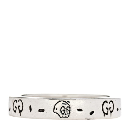 Gucci Sterling Silver Narrow GucciGhost Hamlet Skull Ring 54 7 1 of 5