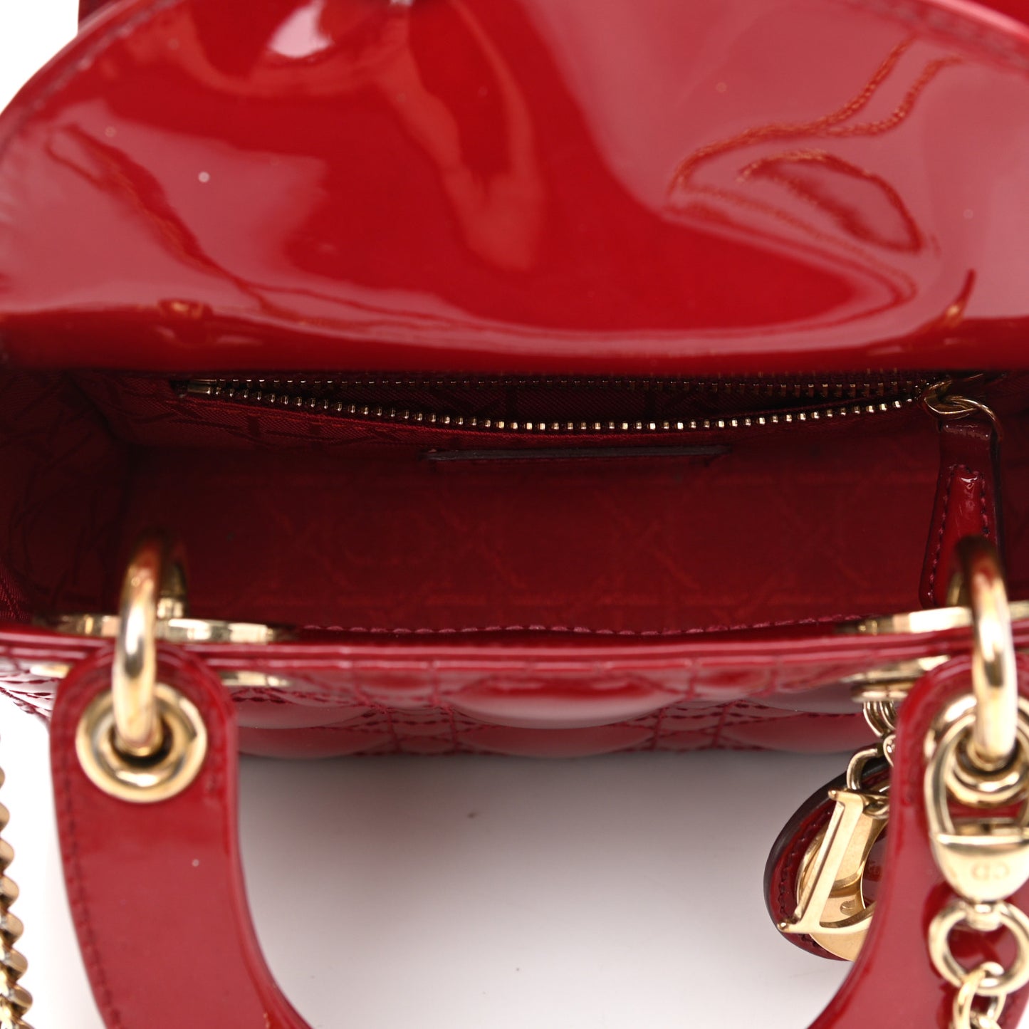 Patent Cannage Mini Lady Dior Red