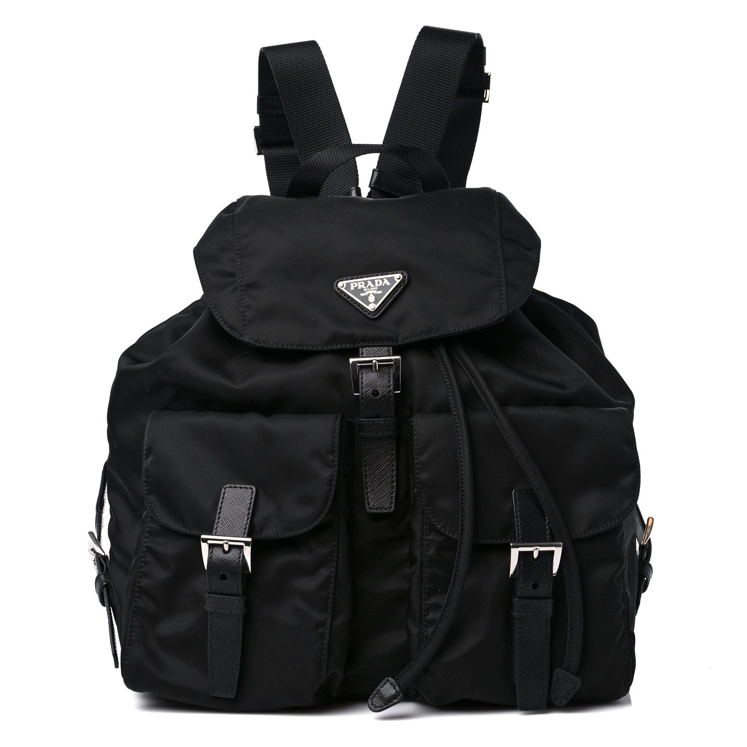 Prada Tessuto Nylon Saffiano Medium Backpack Black 1 of 9