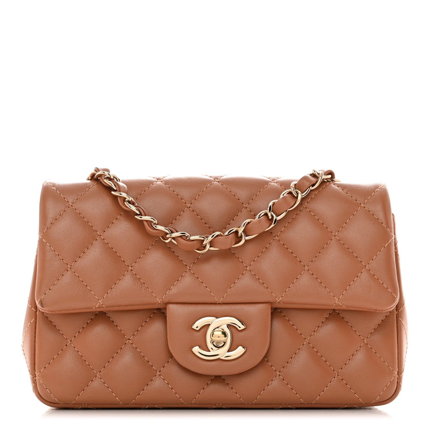 Chanel Lambskin Quilted Mini Rectangular Flap Brown 1 of 10