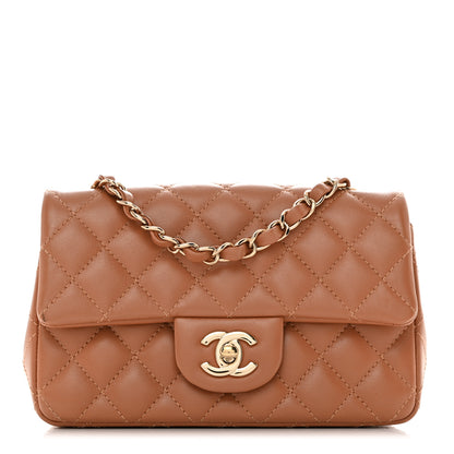 Chanel Lambskin Quilted Mini Rectangular Flap Brown 1 of 10