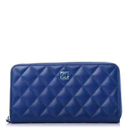 Chanel Caviar Quilted Large Gusset Zip Around Wallet Blue 1 of 7