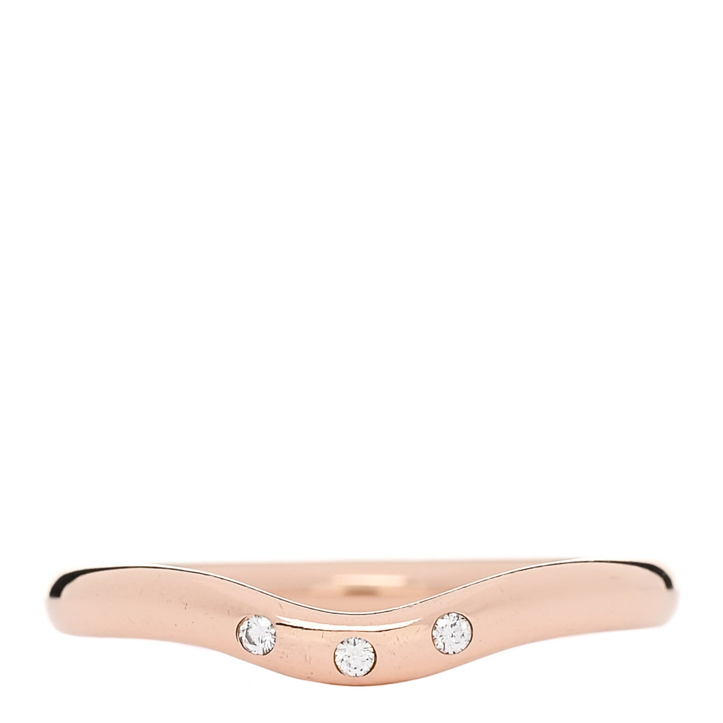 18K Rose Gold Diamond Elsa Peretti Wedding Band Ring 50 5.5
