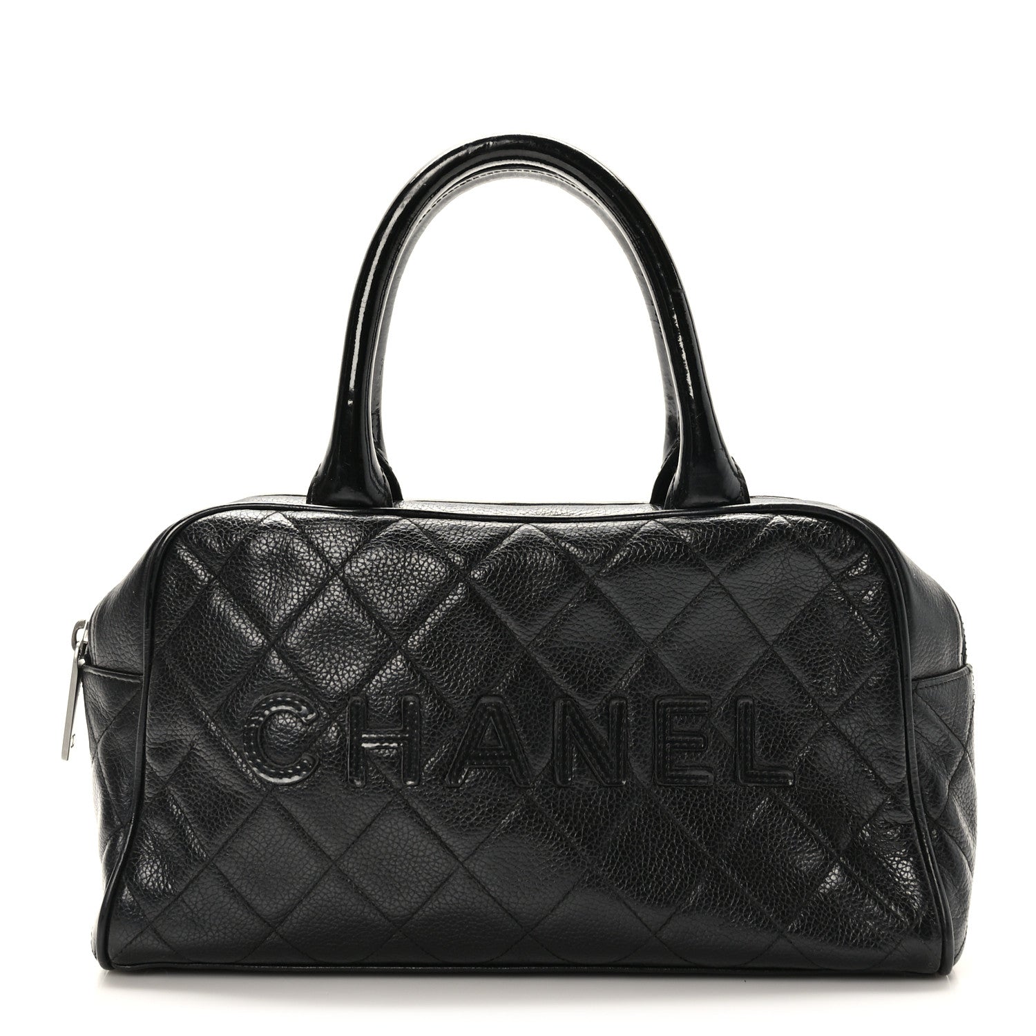Chanel Caviar Patent Quilted Bowler Black 1 of 9