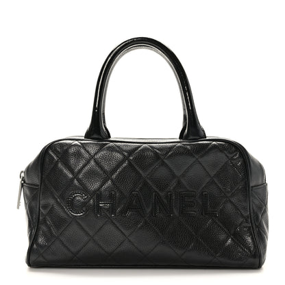 Chanel Caviar Patent Quilted Bowler Black 1 of 9