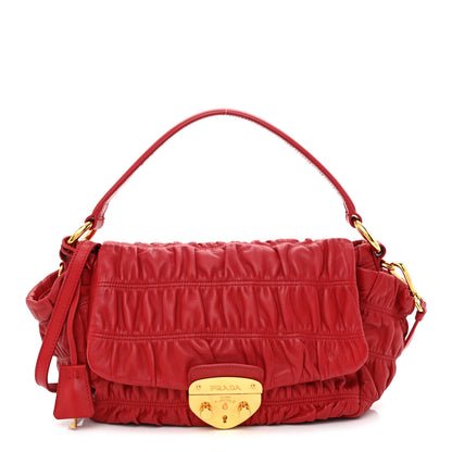 Prada Nappa Dressy Gaufre Flap Bag Rosso 1 of 16