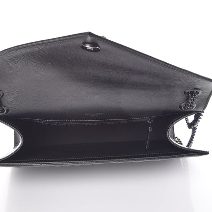 Saint Laurent Grain De Poudre Textured Mixed Matelasse Large Triquilt Monogram Satchel Black 6 of 17
