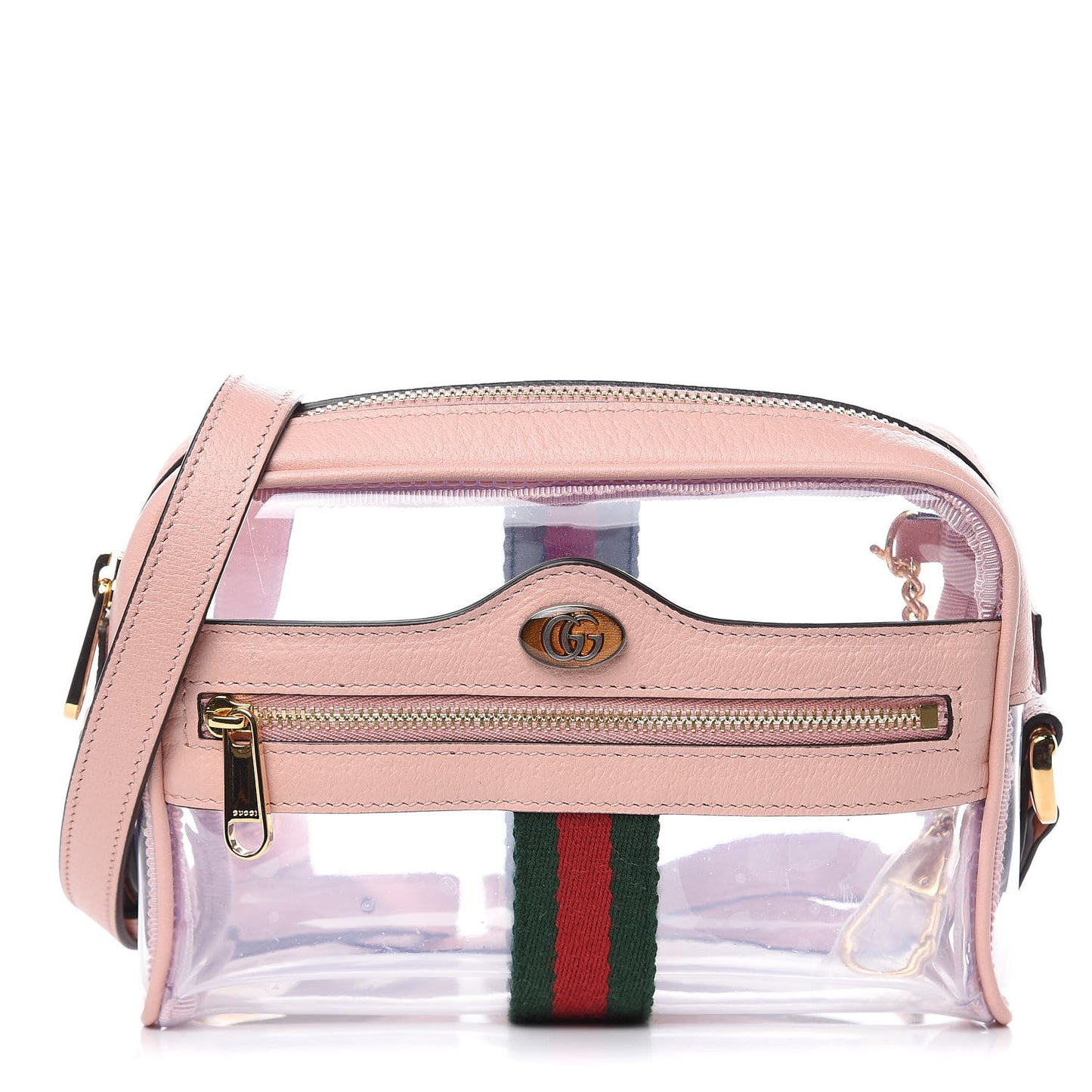 Vinyl Web Mini Ophidia Transparent Shoulder Bag Perfect Pink