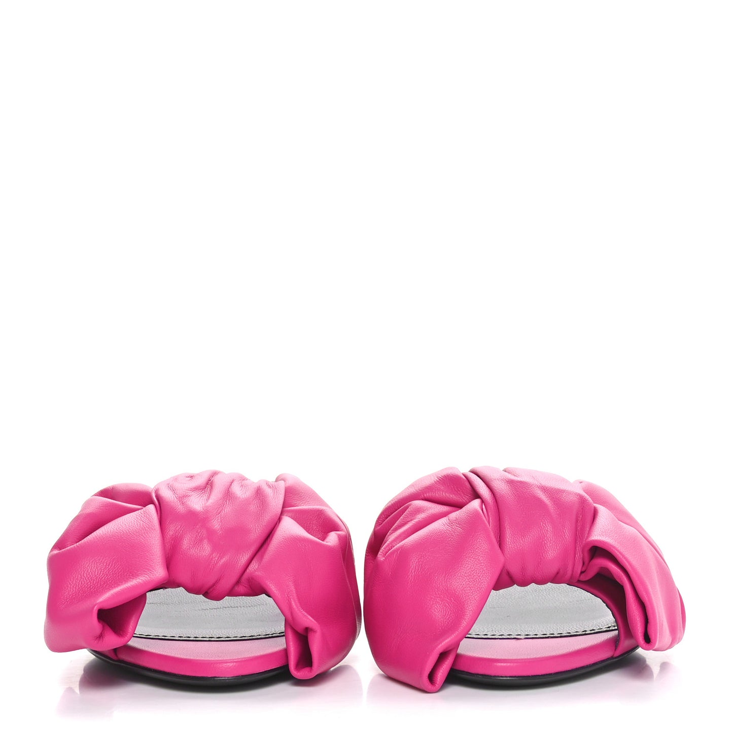 Soft Nappa Square Knife Bow Mule Sandals 37 Magenta Pink