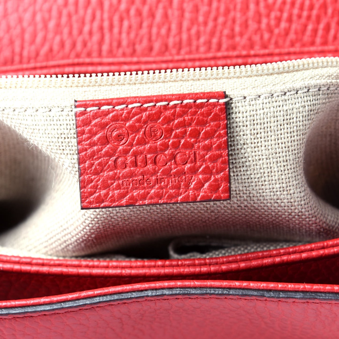 Dollar Calfskin Interlocking G Top Handle Shoulder Bag Red