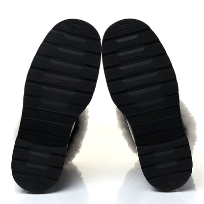 Chanel Lambskin Shearling Short Boots 39 Black 7 of 8