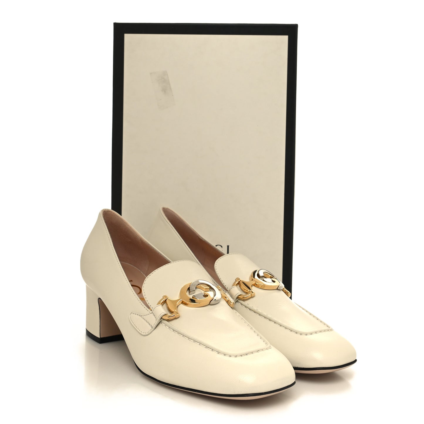 Malaga Kid Zumi Mid Heel Loafers 39 Vintage White