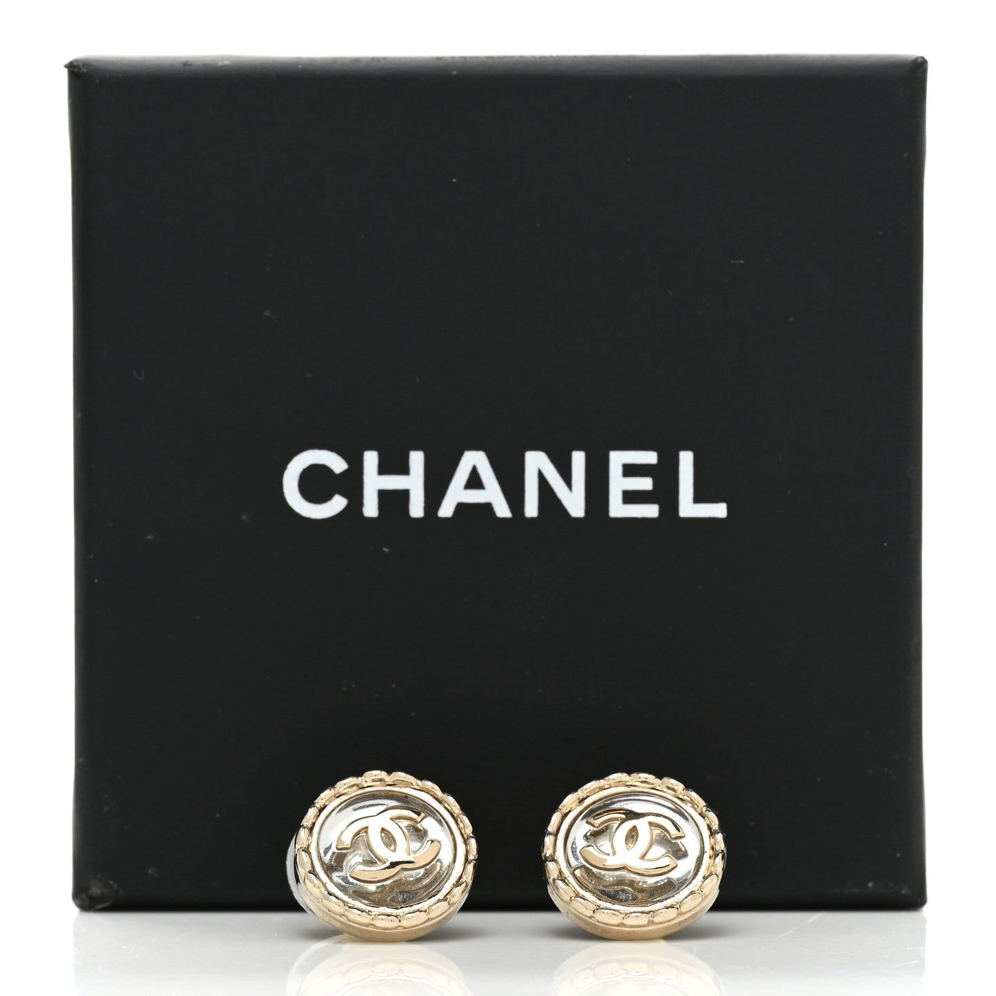 Round CC Stud Earrings Gold Silver