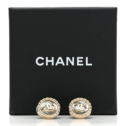 Chanel Round CC Stud Earrings Gold Silver 5 of 5