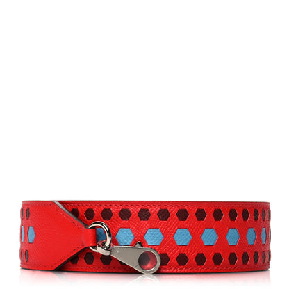 Hermes Epsom 40mm Mousqetons Tressage Shoulder Strap Rouge Coeur Bleu du Nord Rouge H 1 of 6