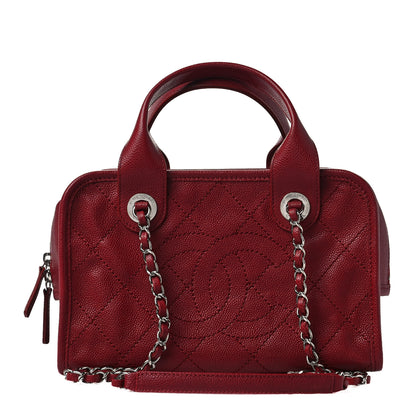 Chanel Caviar Quilted Small Deauville Bowling Bag Red 1 of 5