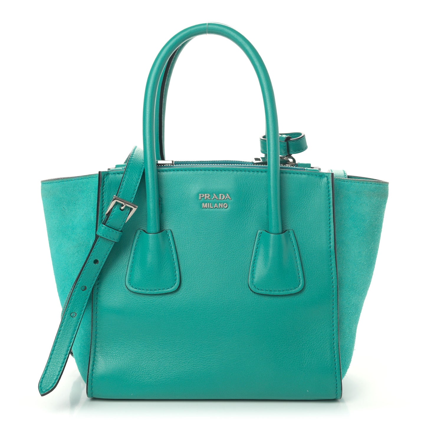 Glace Calf Scamosciato Suede Mini Twin Pocket Tote Giada