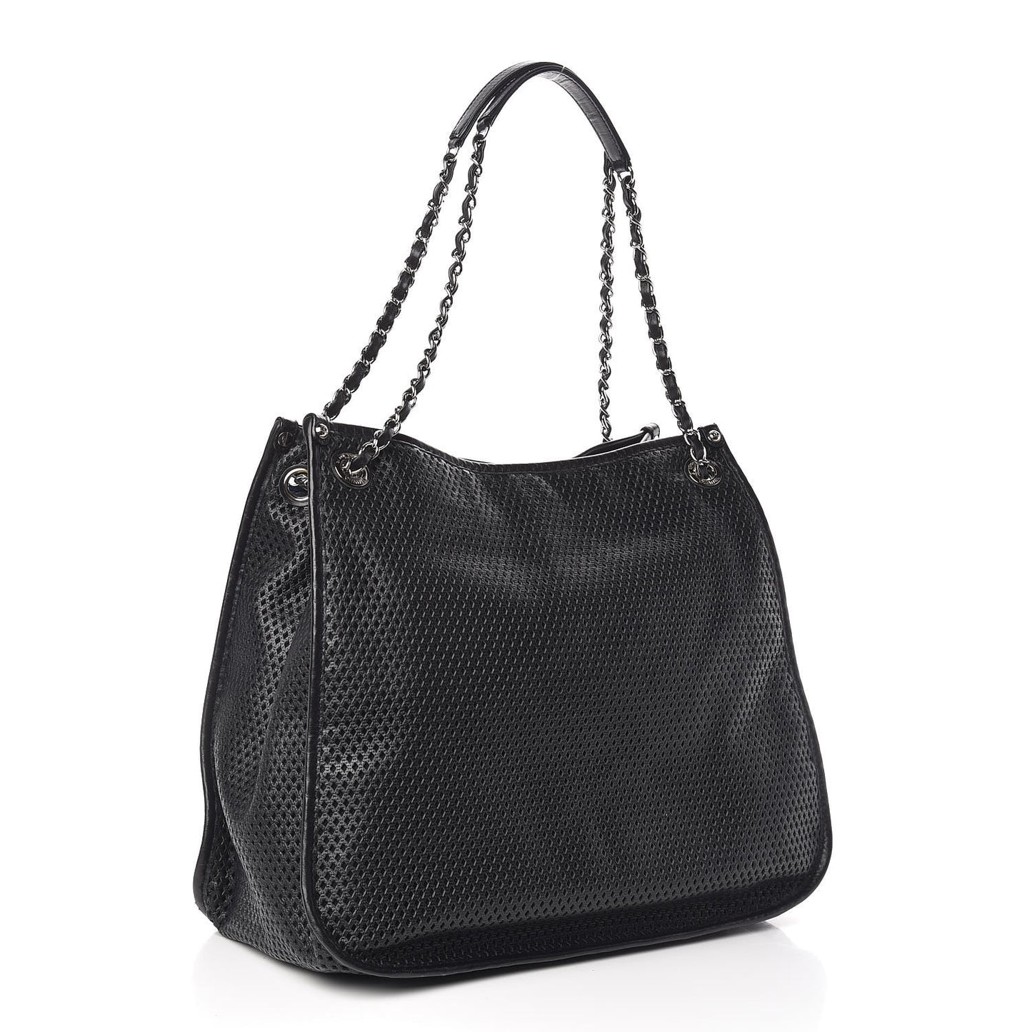 Calfskin Perforated Up In The Air Tote Black