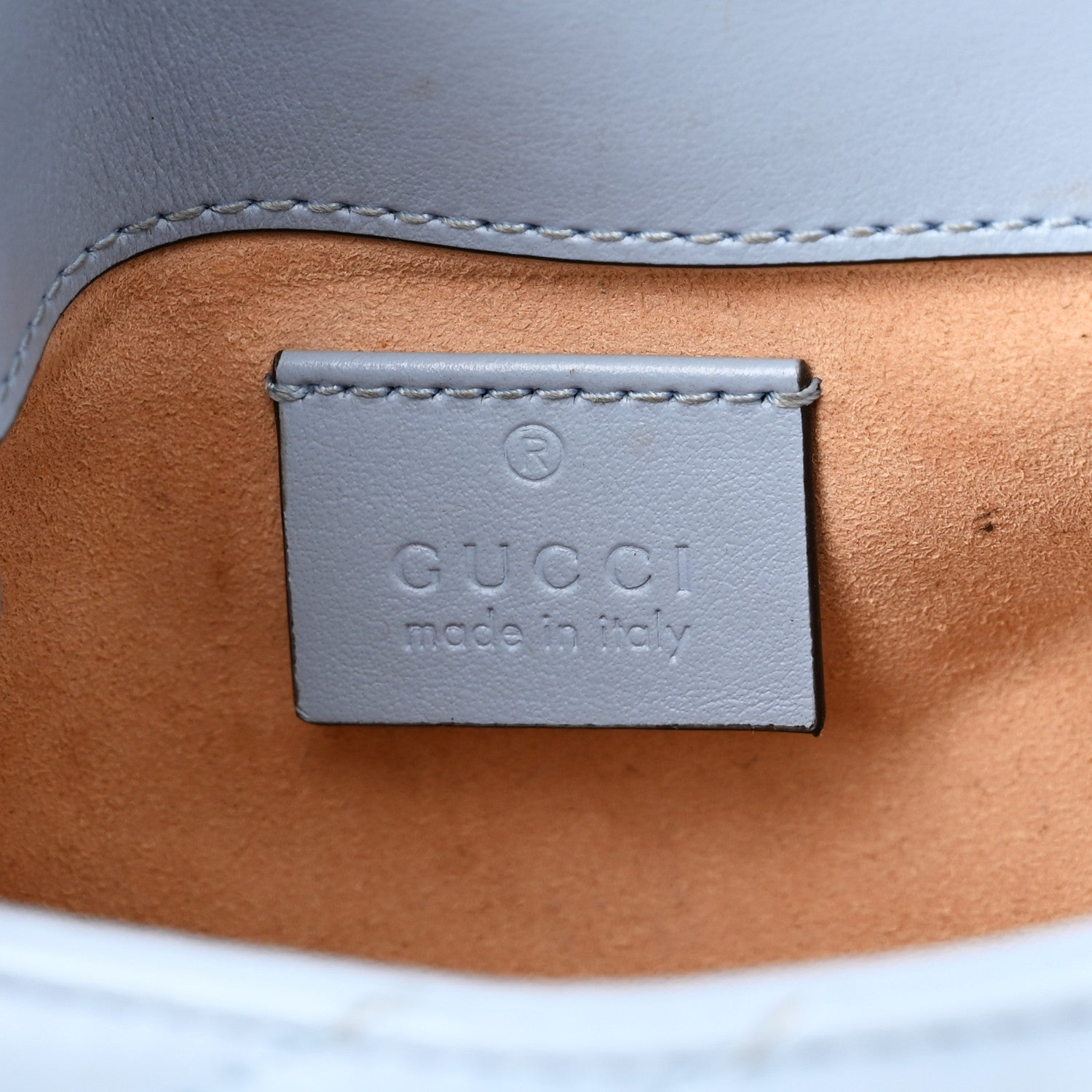 Gucci Calfskin Matelasse Super Mini GG Marmont Shoulder Bag Porcelain Light Blue 6 of 10
