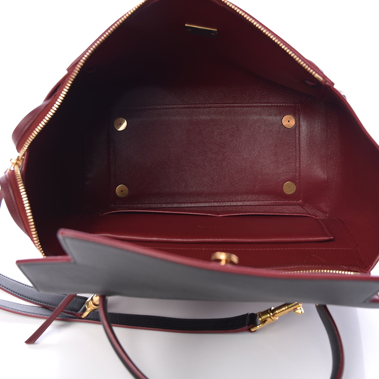 Celine Smooth Calfskin Bi-Color Mini Belt Bag Burgundy Black 5 of 11