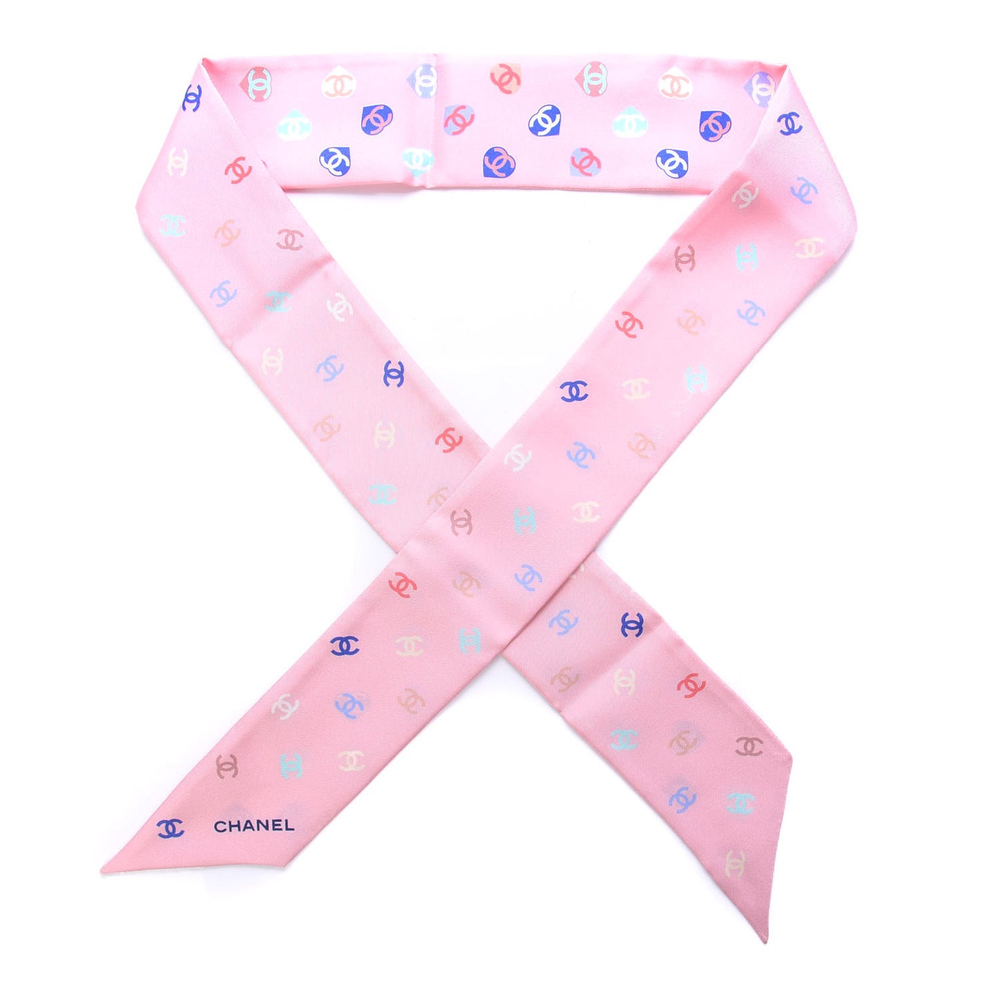 Silk Heart CC Slim Bandeau Scarf Pink