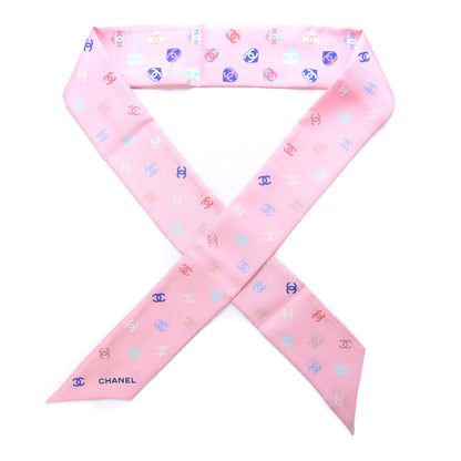 Chanel Silk Heart CC Slim Bandeau Scarf Pink 1 of 4
