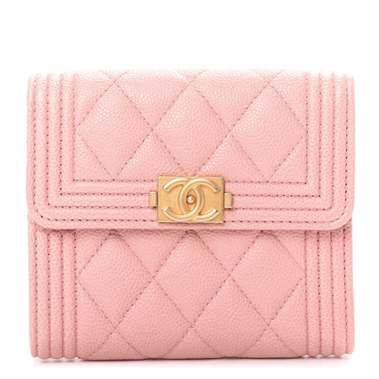 Chanel Caviar Quilted Boy Compact Wallet Pink 1 of 9