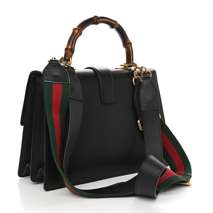Gucci Calfskin Bamboo Web Large Dionysus Top Handle Bag Black Bright Evergreen Hibiscus Red 3 of 9