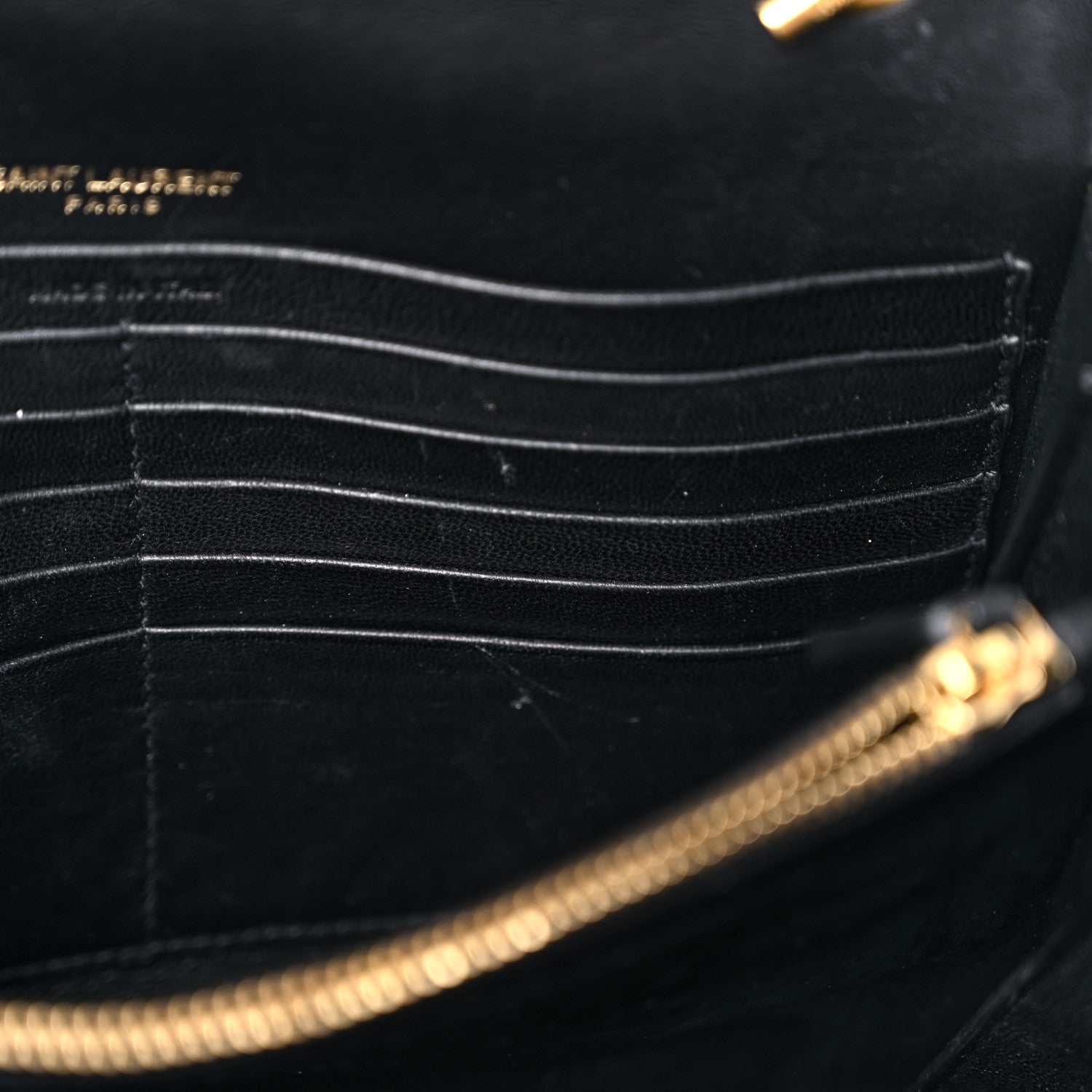 Saint Laurent Lambskin Matelasse Monogram Vicky Chain Wallet Black 12 of 24