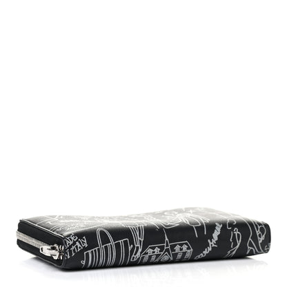 Balenciaga Calfskin Classic Silver Hardware Printed Tattoo Everyday Continental Zip Around Wallet Black 3 of 4
