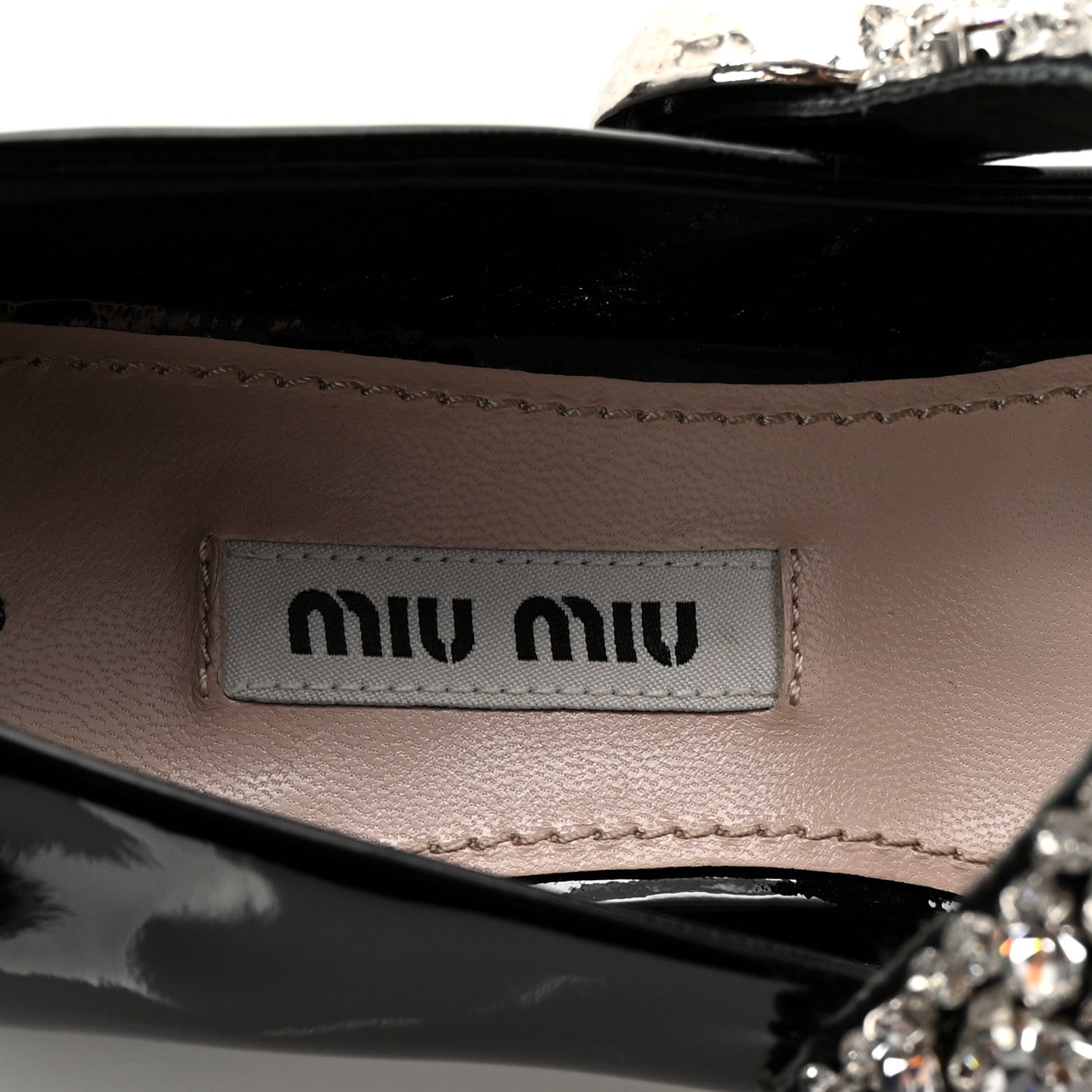 Miu Miu Patent Crystal Mary Jane Flats 36.5 Black 8 of 9